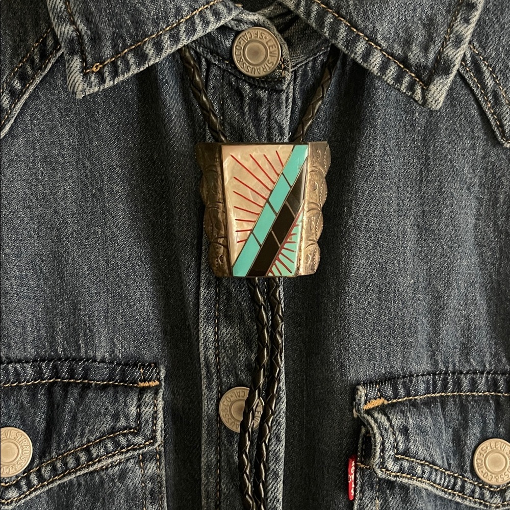 native American Indian Zuni Bolo tie - Picture 8 of 12